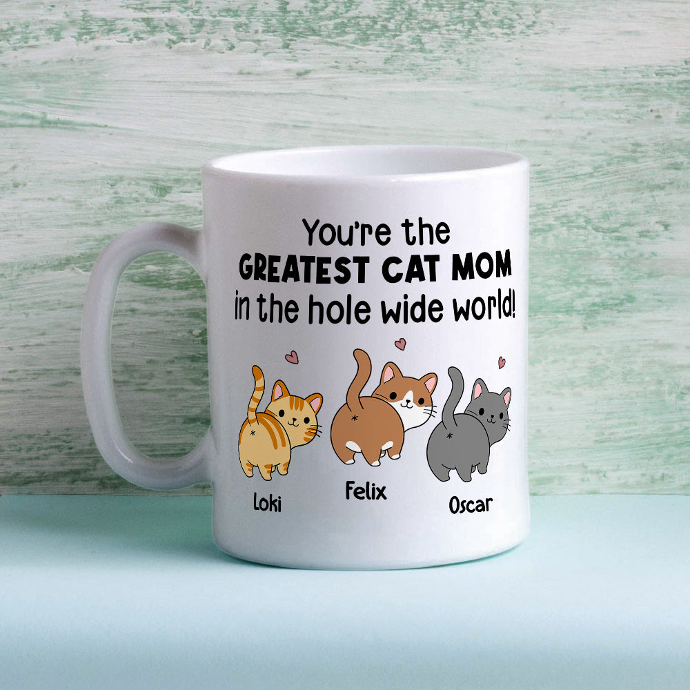 Custom Mother's day Birthday Gifts For Cat Mom, Cat Lovers • Greatest Cat Mom - Personalized Coffee Mug