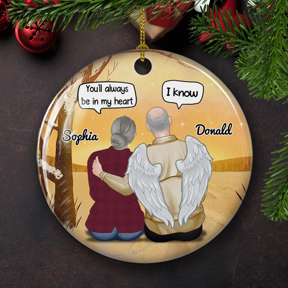 Always Be In My Heart - Personalized Circle Ceramic Christmas Ornament