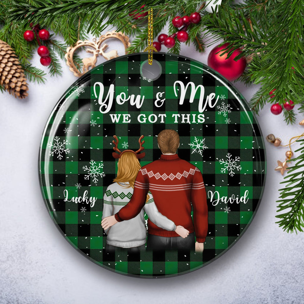 You And Me 2 - Personalized Circle Ceramic Christmas Ornament