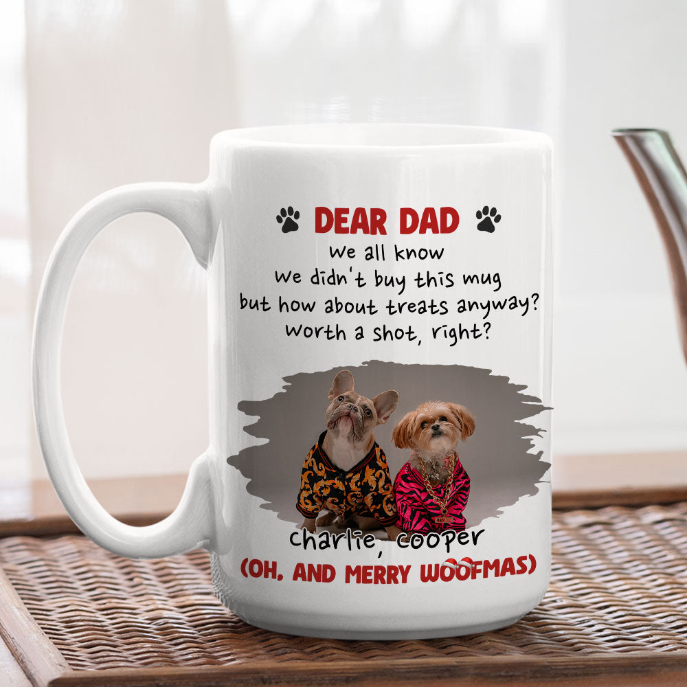 Custom Photo Christmas Birthday Gifts For Dog Dad, Dog Lovers • Worth A Shot Right Photo - Personalized Coffee Mug