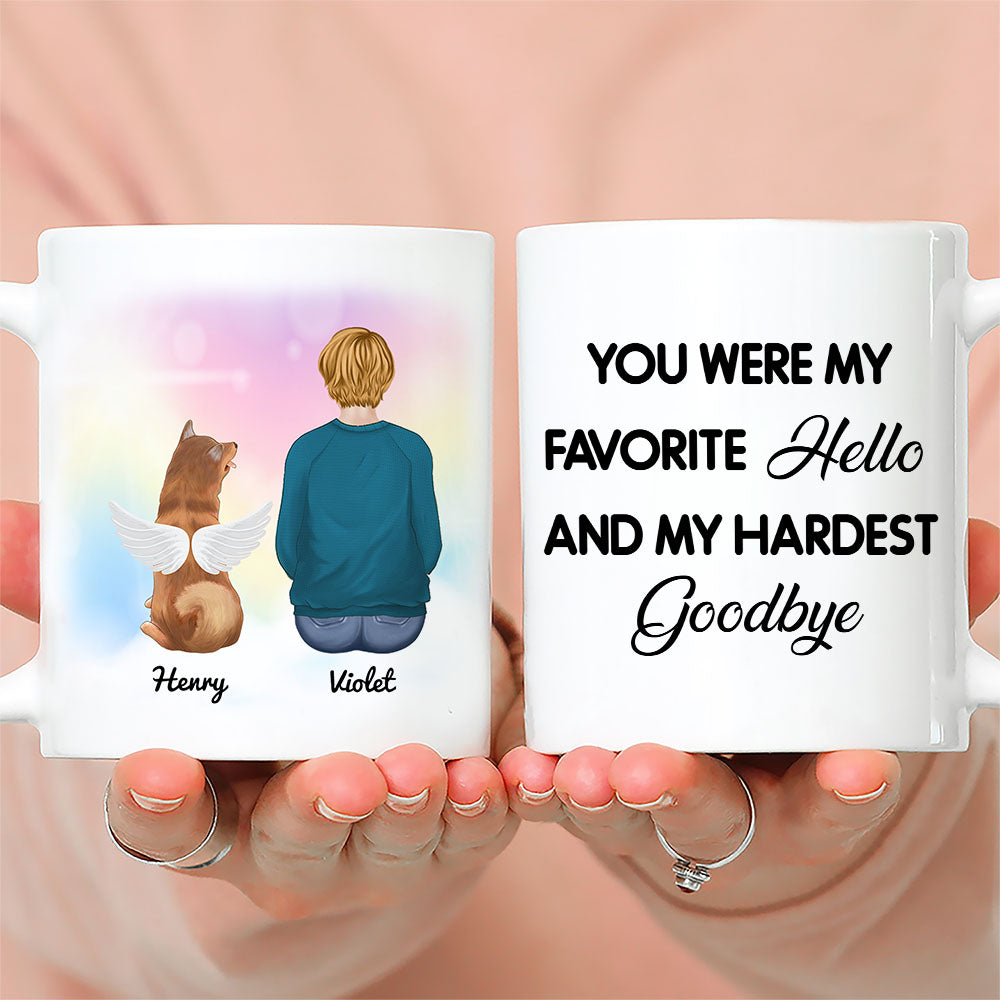 Custom Christmas Birthday Gifts For Dog Lovers • Favorite Hello And My Hardest Goodbye - Personalized Coffee Mug