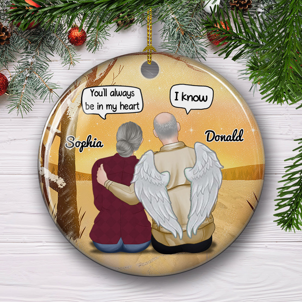 Always Be In My Heart - Personalized Circle Ceramic Christmas Ornament