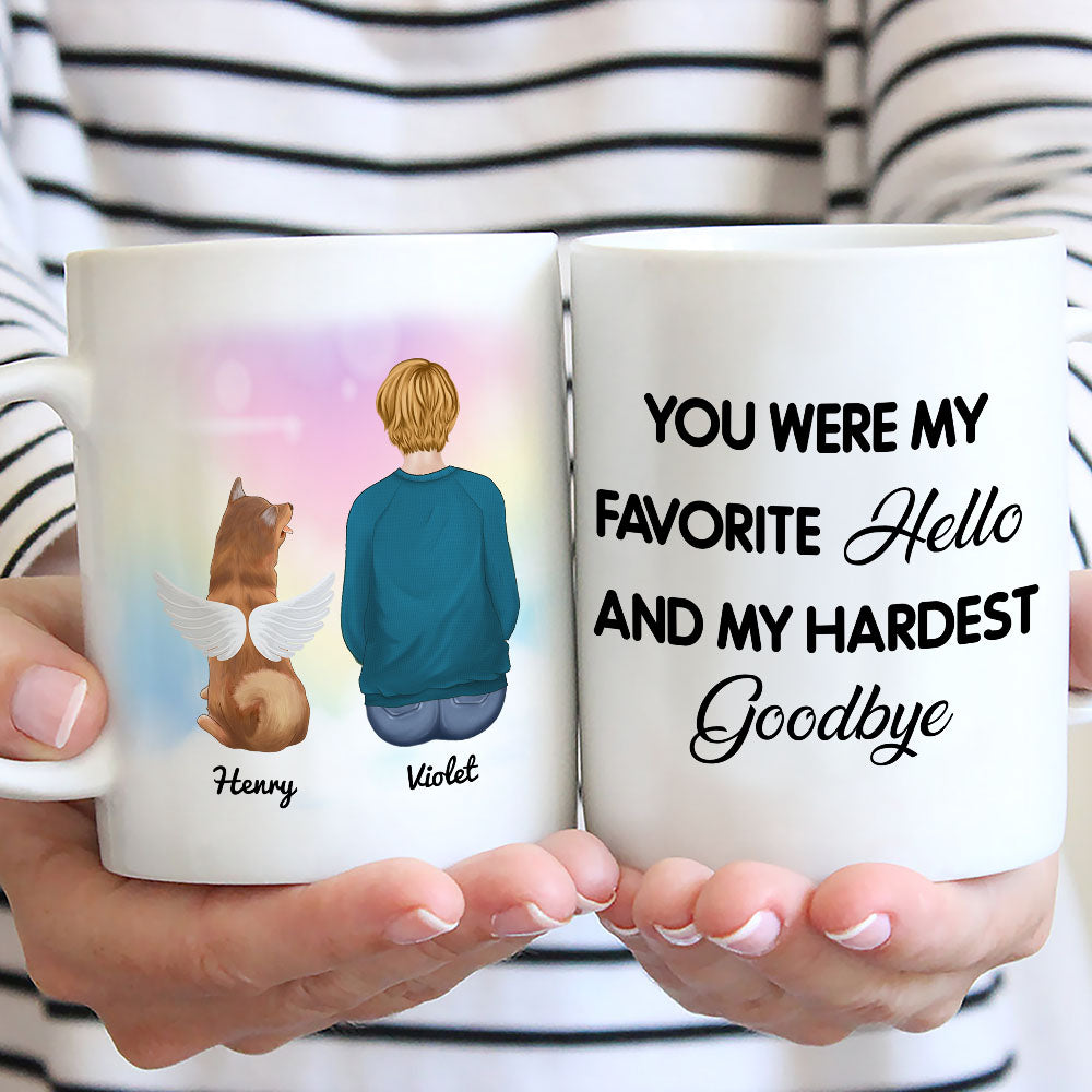 Custom Christmas Birthday Gifts For Dog Lovers • Favorite Hello And My Hardest Goodbye - Personalized Coffee Mug