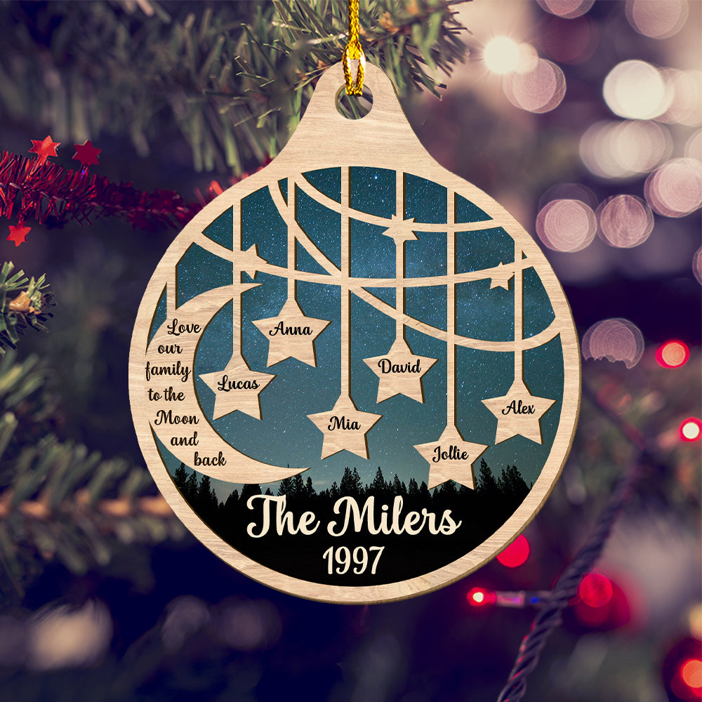 Love Our Family - Personalized 1-layered Wood Ornament