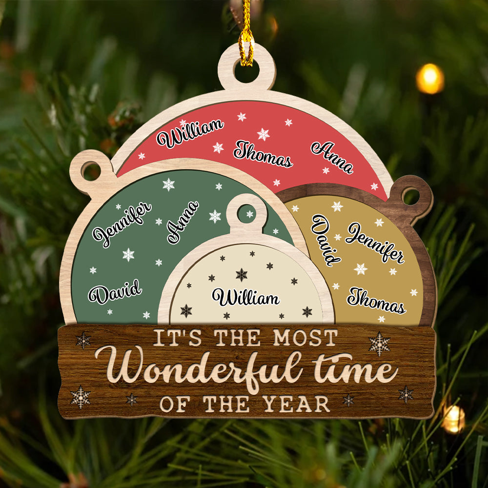 Baubles Family - Personalized 1-layered Wood Ornament