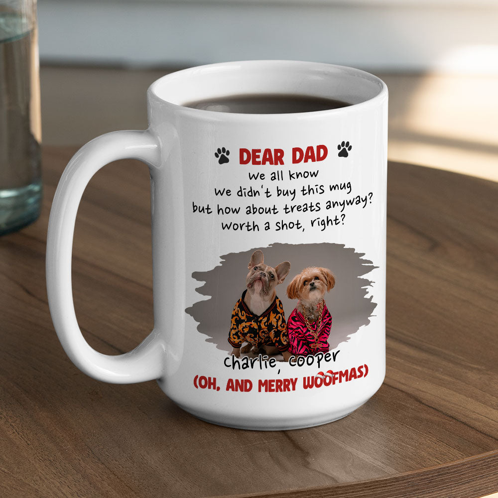 Custom Photo Christmas Birthday Gifts For Dog Dad, Dog Lovers • Worth A Shot Right Photo - Personalized Coffee Mug