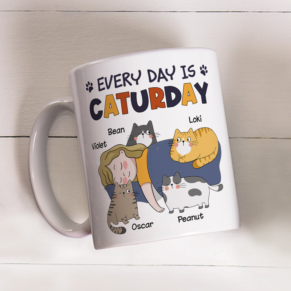 Custom Mother's day Birthday Gifts For Cat Mom, Cat Lovers • Caturday - Personalized Coffee Mug