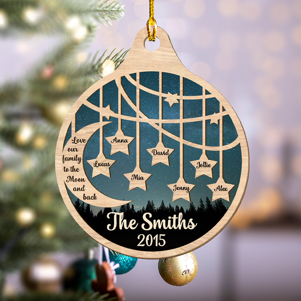 Love Our Family - Personalized 1-layered Wood Ornament