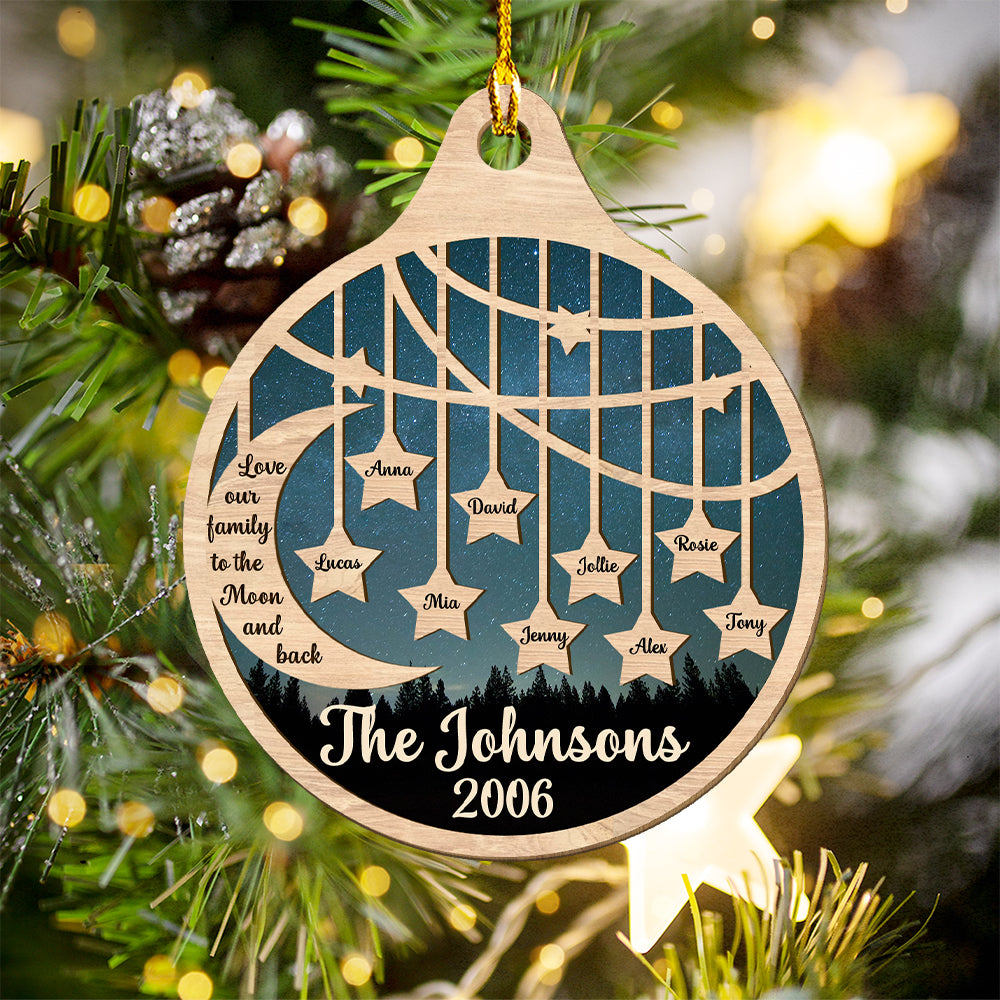 Love Our Family - Personalized 1-layered Wood Ornament