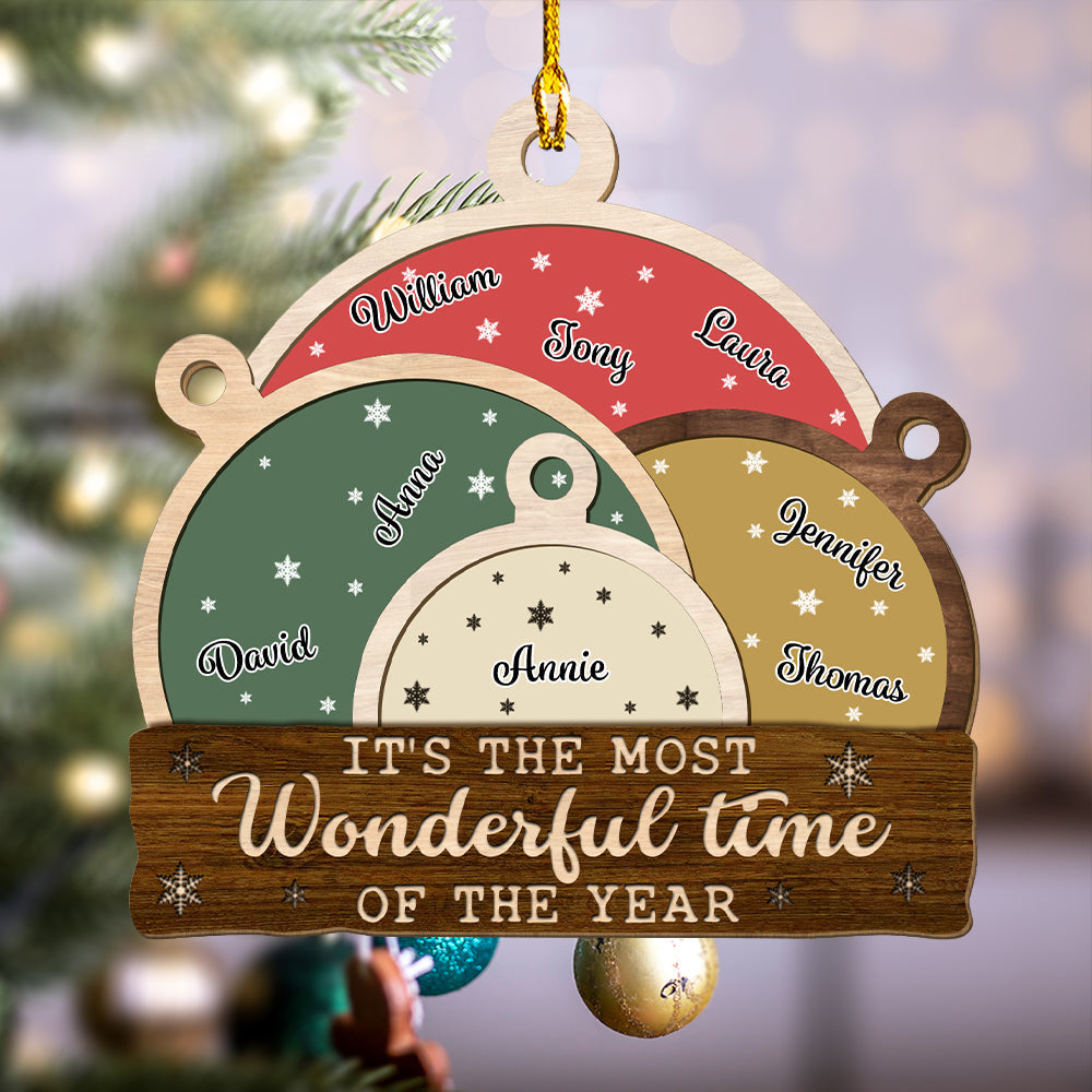 Baubles Family - Personalized 1-layered Wood Ornament