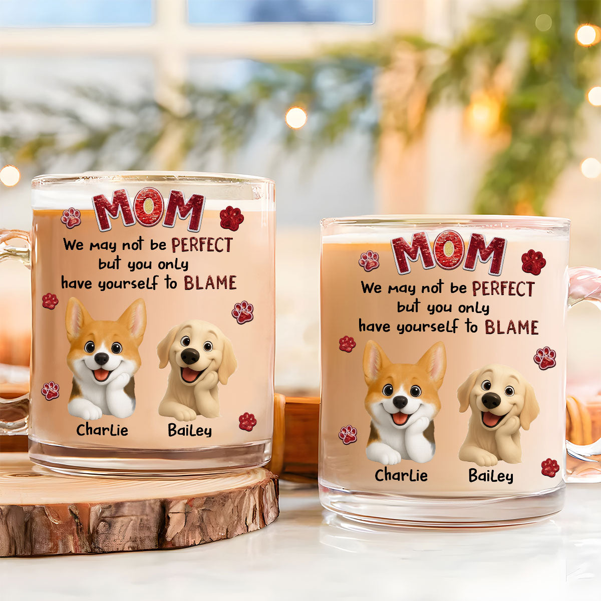 Custom Mother's day Birthday Gifts For Dog Mom, Dog Lovers • May Not Perfect - Personalized Glass Mug