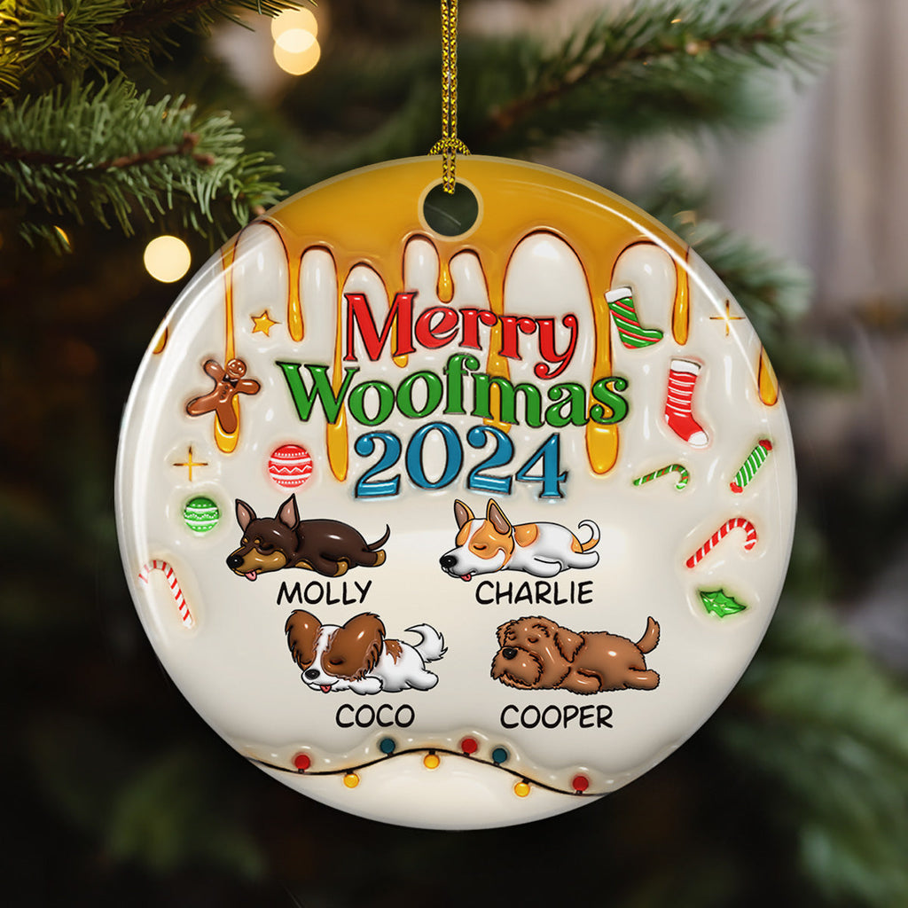 Happy Woofmas - Personalized 3D Inflated Effect Ceramic Ornament