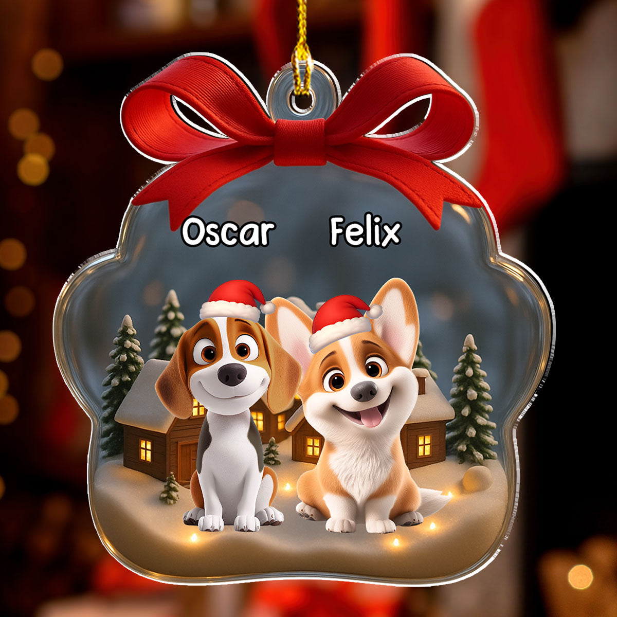 Custom Christmas Decor Home Birthday Gifts For Dog Lovers • Paw In Snow - Personalized Acrylic Ornament