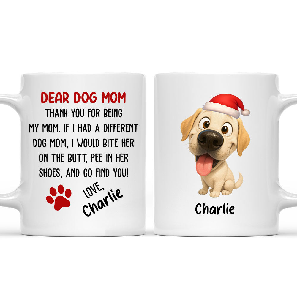 Custom Christmas Birthday Gifts For Dog Mom, Dog Lovers • Dear Dog Mom - Personalized Coffee Mug