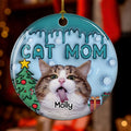 Me And Lovely Cat Photo - Personalized 3D Inflated Effect Ceramic Ornament