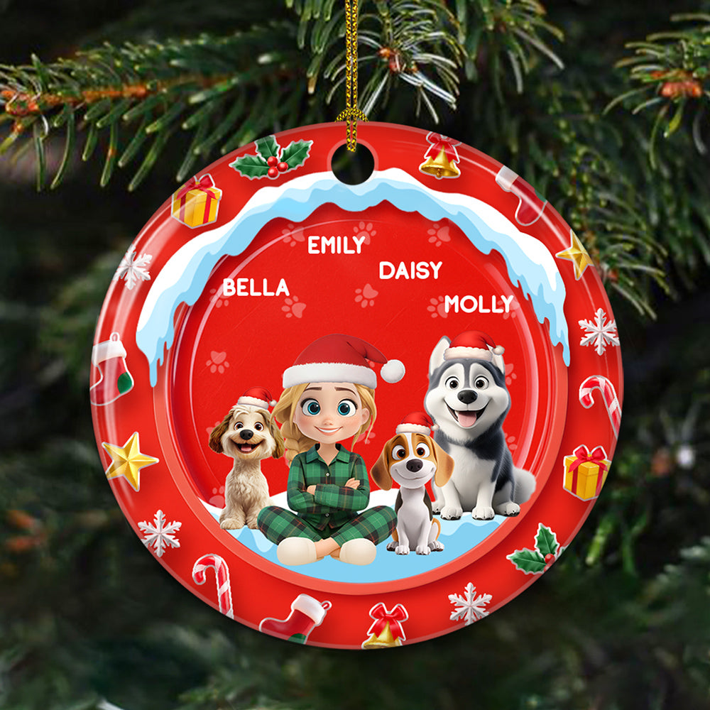 Custom Christmas Decor Home Birthday Gifts For Dog Mom, Dog Lovers • Under The Mistletoe - Personalized 3D Effect Ceramic Ornament