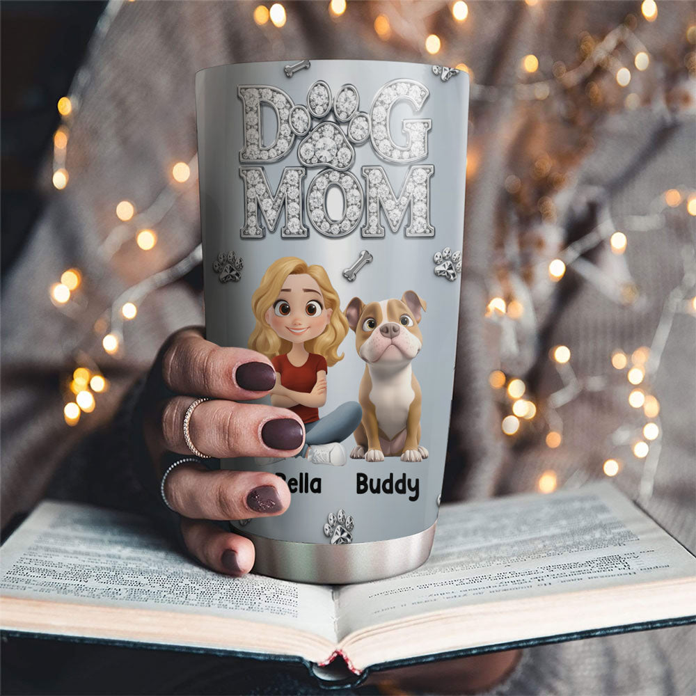 Custom Christmas Birthday Gifts For Dog Mom, Dog Lovers • A Glow Of Us - Personalized 3D Effect Tumbler
