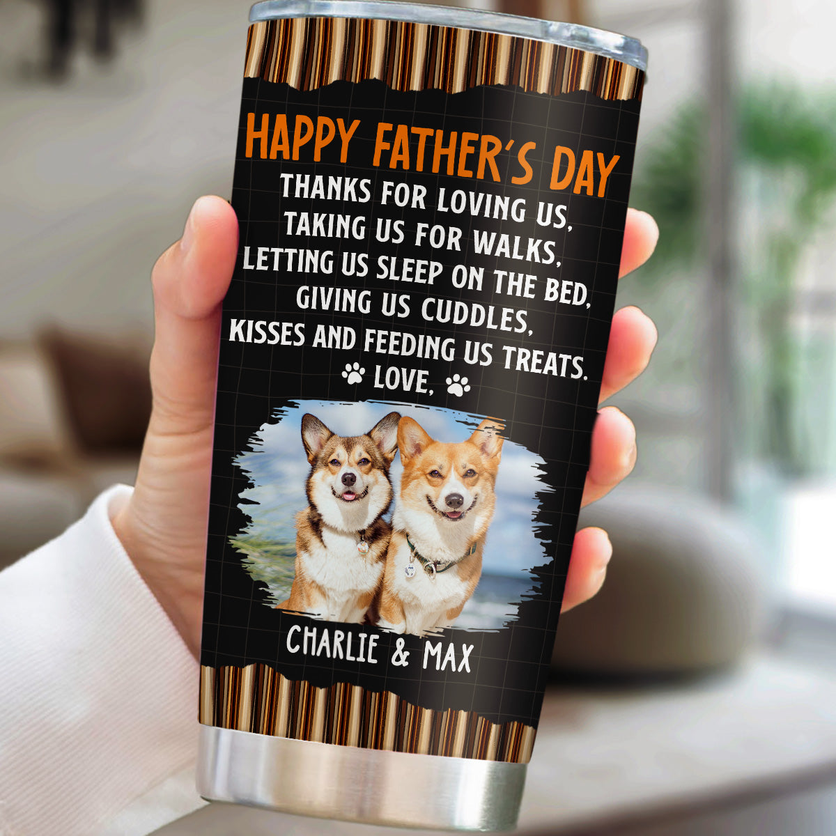 Custom Photo Father's day Birthday Gifts For Dog Dad, Dog Lovers • Thanks For Loving Me Dad Version Photo 2 - Personalized Tumbler