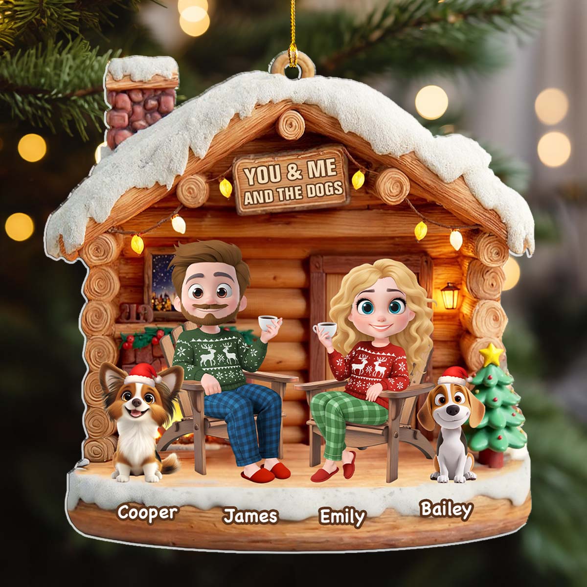 Custom Christmas Decor Home Birthday Gifts For Dog Lovers • Have A Chat With Dogs - Personalized 3D Effect Acrylic Ornament