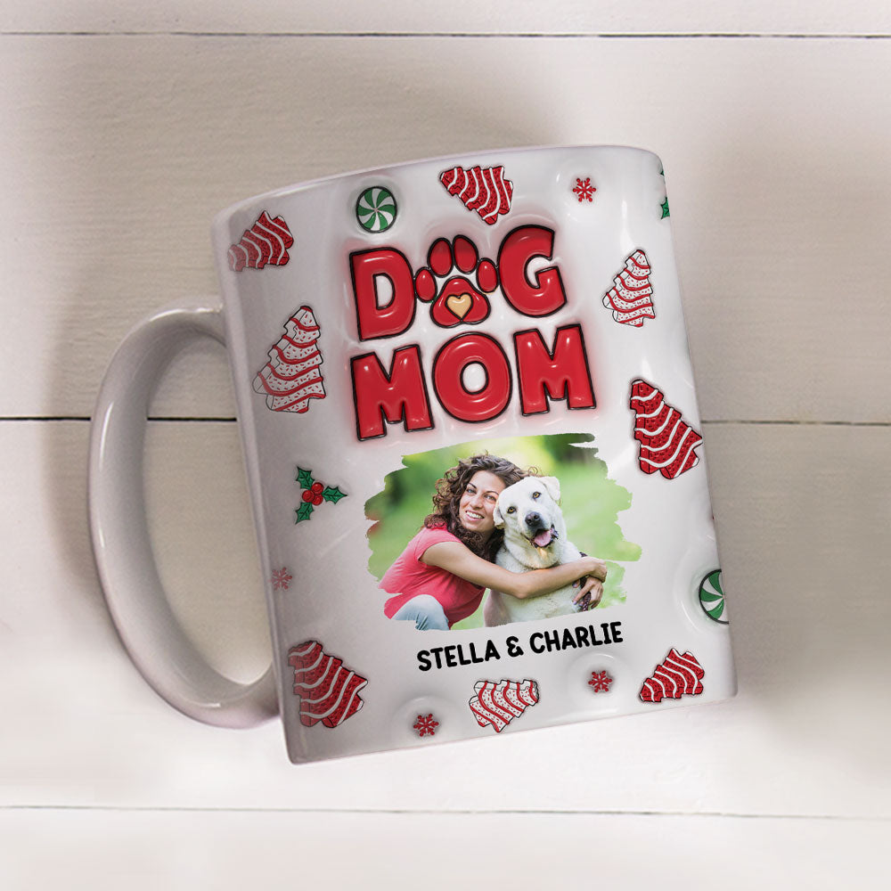 Custom Photo Mother's day Birthday Gifts For Dog Mom, Dog Lovers • Dog Mom Tree Cake Photo - Personalized 3D Inflated Effect Mug