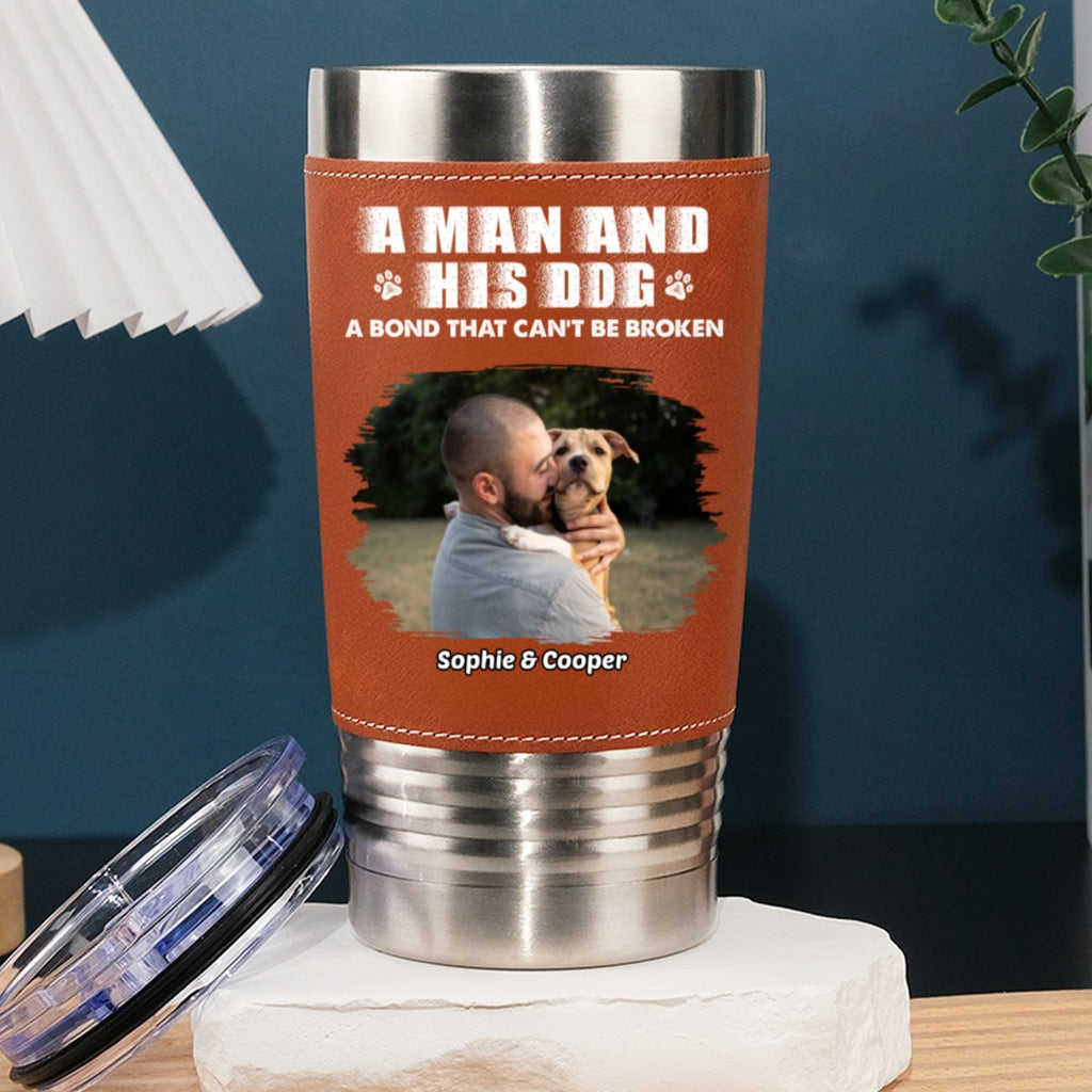 Custom Photo Christmas Birthday Gifts For Dog Lovers • Best Parent To Me Photo - Personalized Leather Tumbler