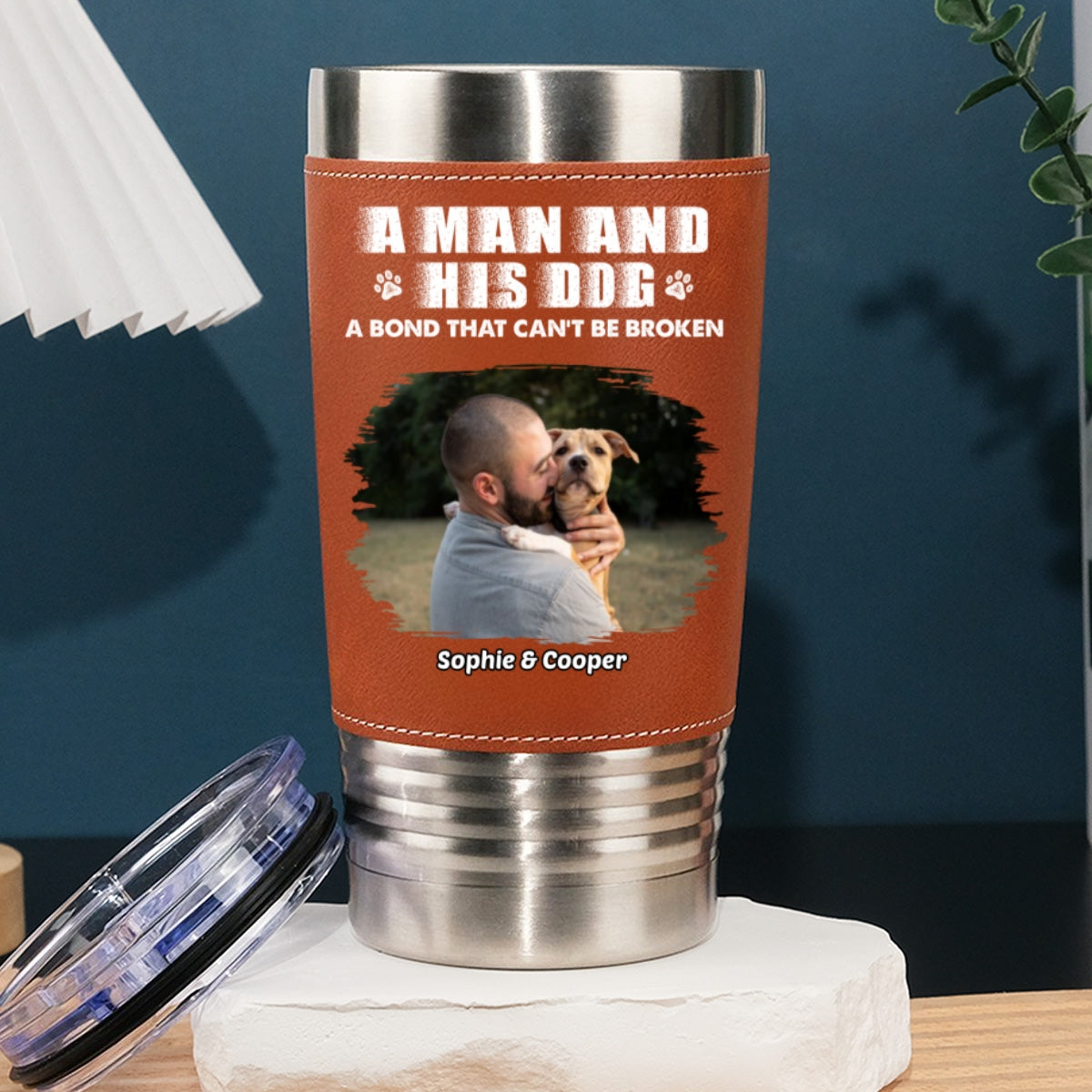 Custom Photo Christmas Birthday Gifts For Dog Lovers • Best Parent To Me Photo - Personalized Leather Tumbler