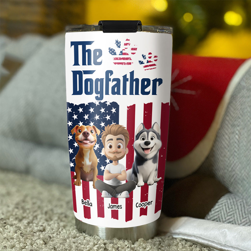 Custom Christmas Birthday Gifts For Dog Dad, Dog Lovers • American Handsome Dog Father - Personalized Tumbler