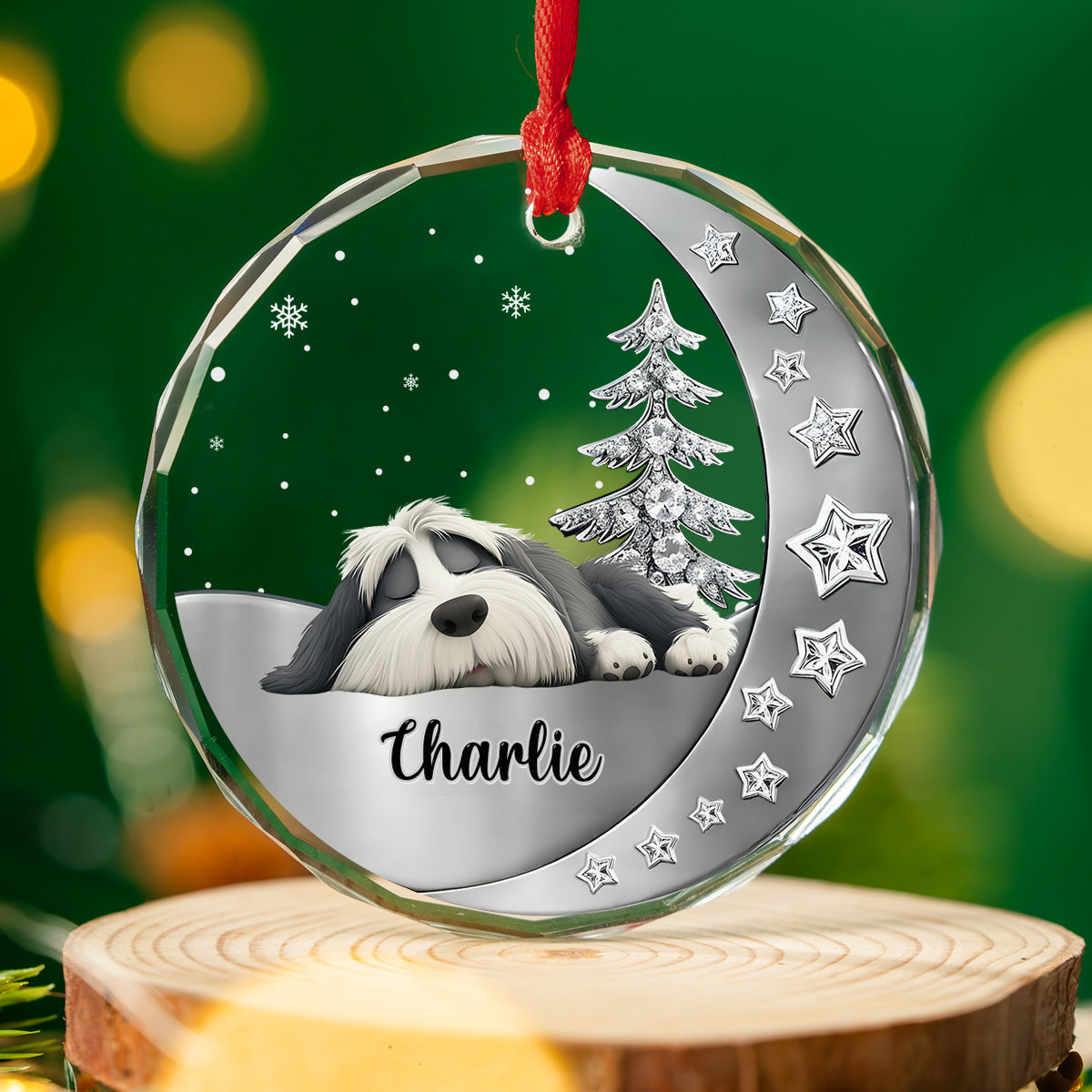 Custom Christmas Memorial Sympathy Gifts For Dogs, Cats • Beside You - Personalized 3D Effect Glass Ornament