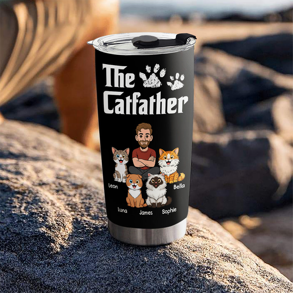 Custom Father's day Birthday Gifts For Cat Dad, Cat Lovers • Cool Cat Father Ver Retro - Personalized Tumbler