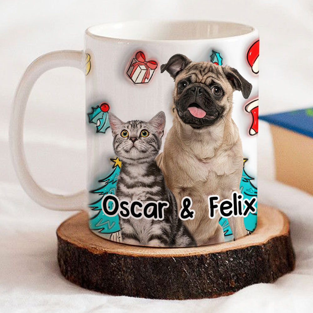 Custom Photo Christmas Birthday Gifts For Pet Mom, Pet Lovers • Santa Is Coming Photo - Personalized 3D Inflated Effect Mug