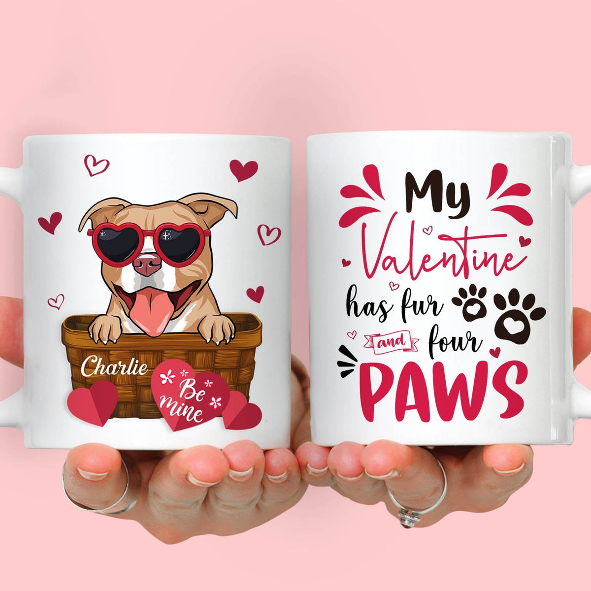 Custom Christmas Birthday Gifts For Dog Lovers • My Valentine Has Fur - Personalized Coffee Mug