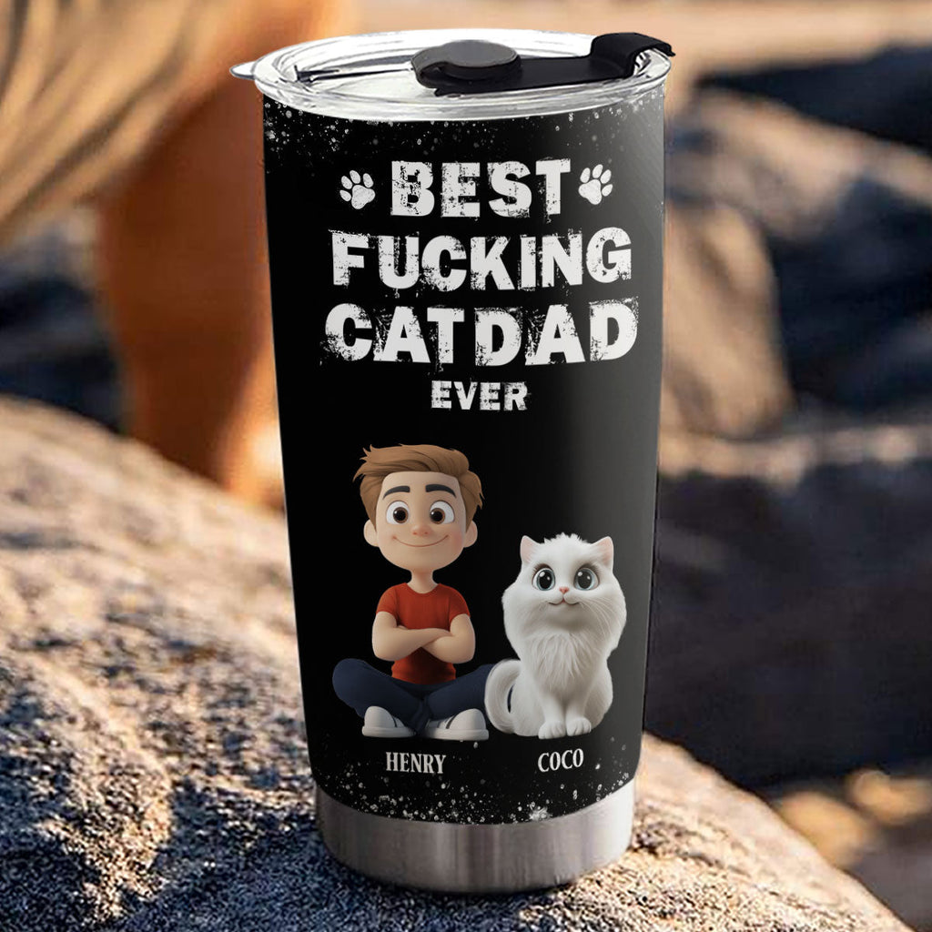 Custom Christmas Birthday Gifts For Cat Dad, Cat Lovers • This Is The Best Cat Dad - Personalized Tumbler