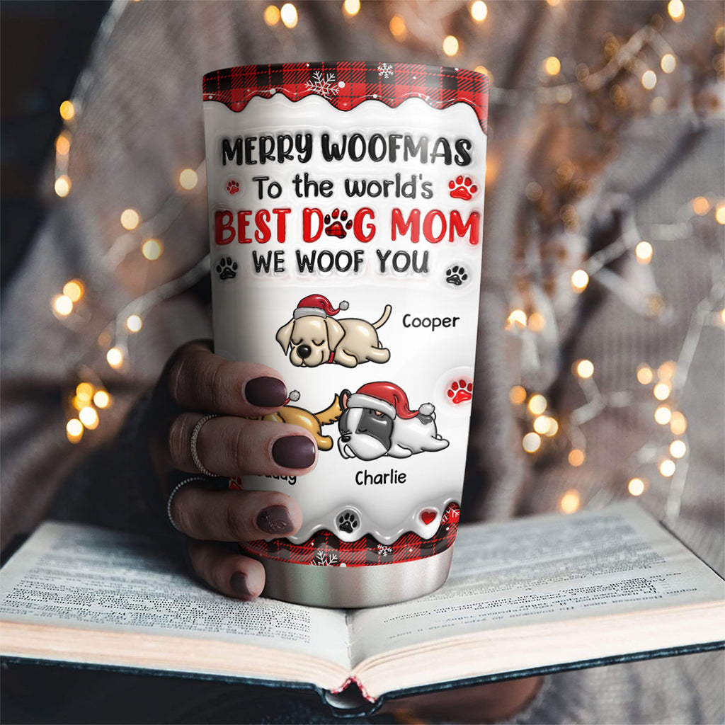 Custom Mother's day Birthday Gifts For Pet Mom, Pet Lovers • My Best Dog Mom In The World - Personalized 3D Inflated Effect Tumbler