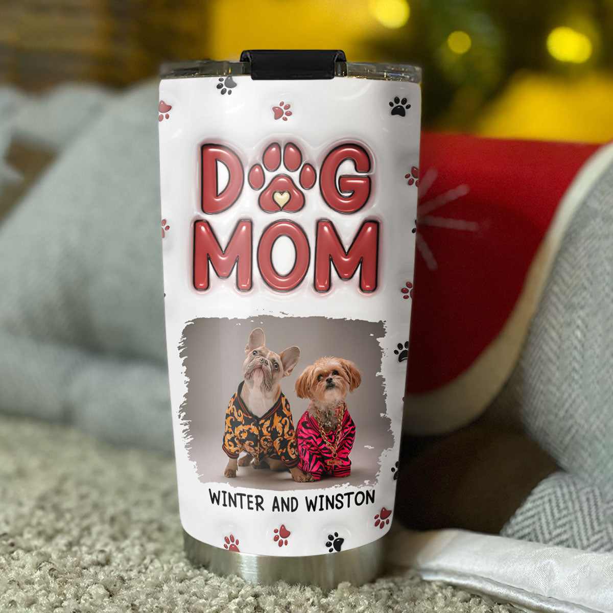 Custom Mother's day Birthday Gifts For Pet Mom, Pet Lovers • Lovely Dog Mom New Style Photo - Personalized 3D Inflated Effect Tumbler
