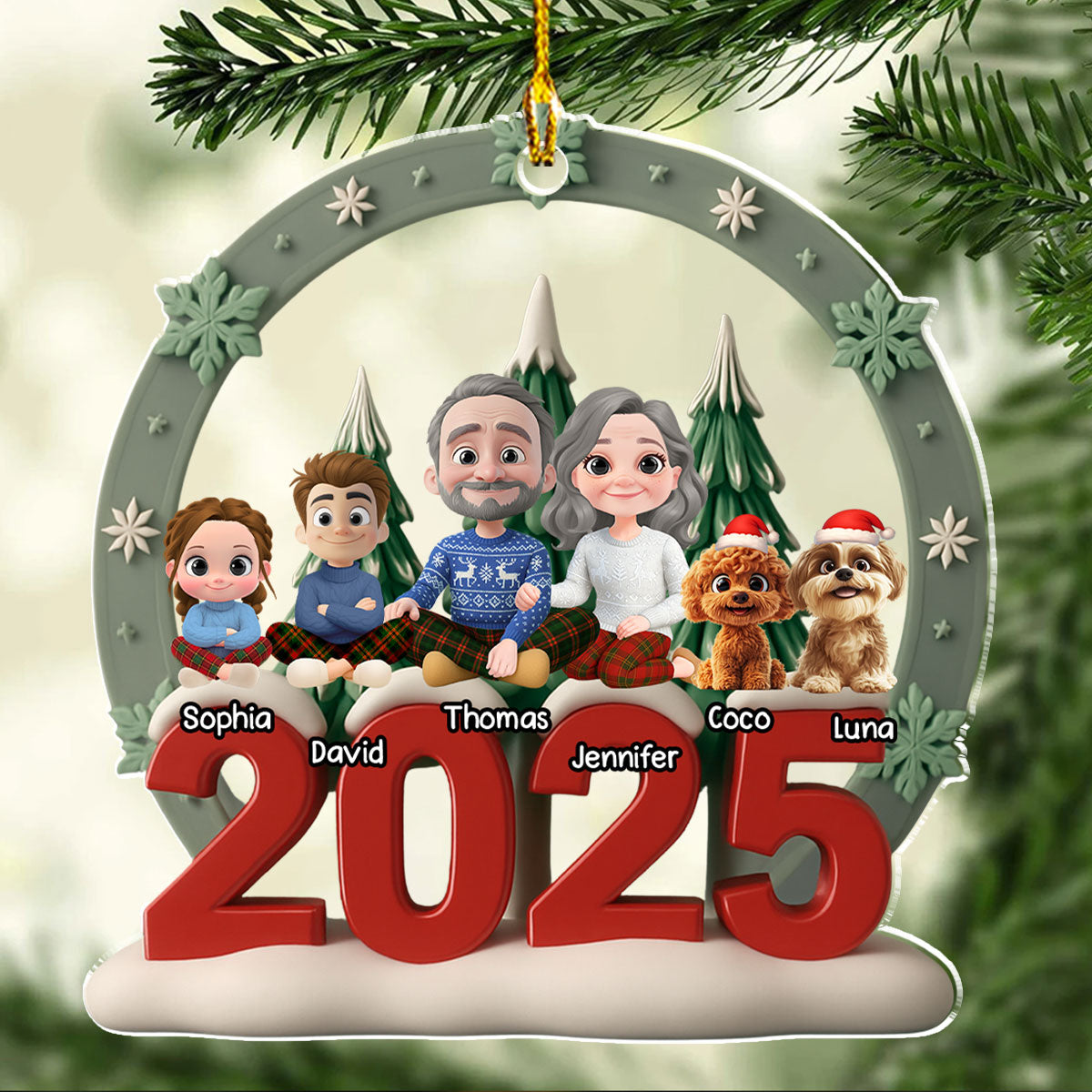 Custom Christmas Decor Home Birthday Gifts For Dog Lovers • Under The Christmas Tree - Personalized 3D Effect Acrylic Ornament