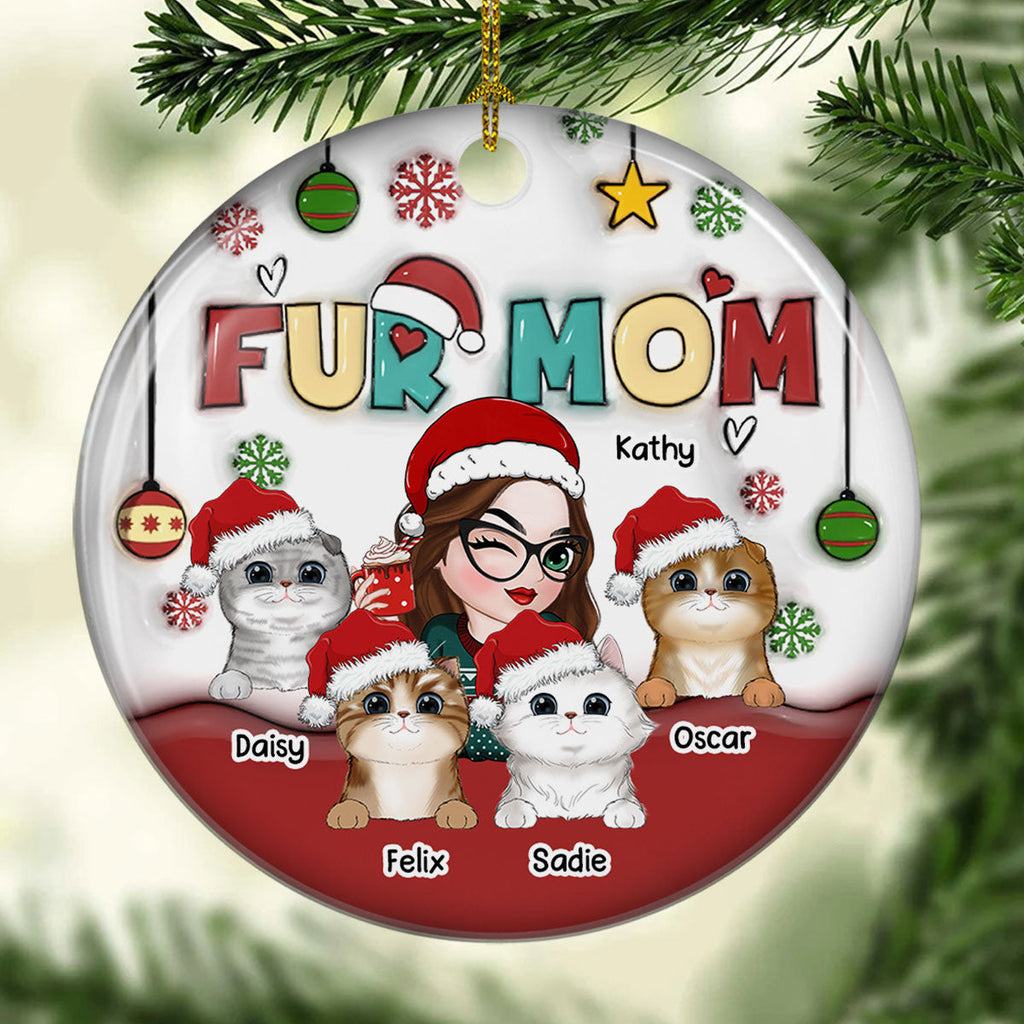 Mom Of Pets- Personalized 3D Inflated Effect Ceramic Ornament