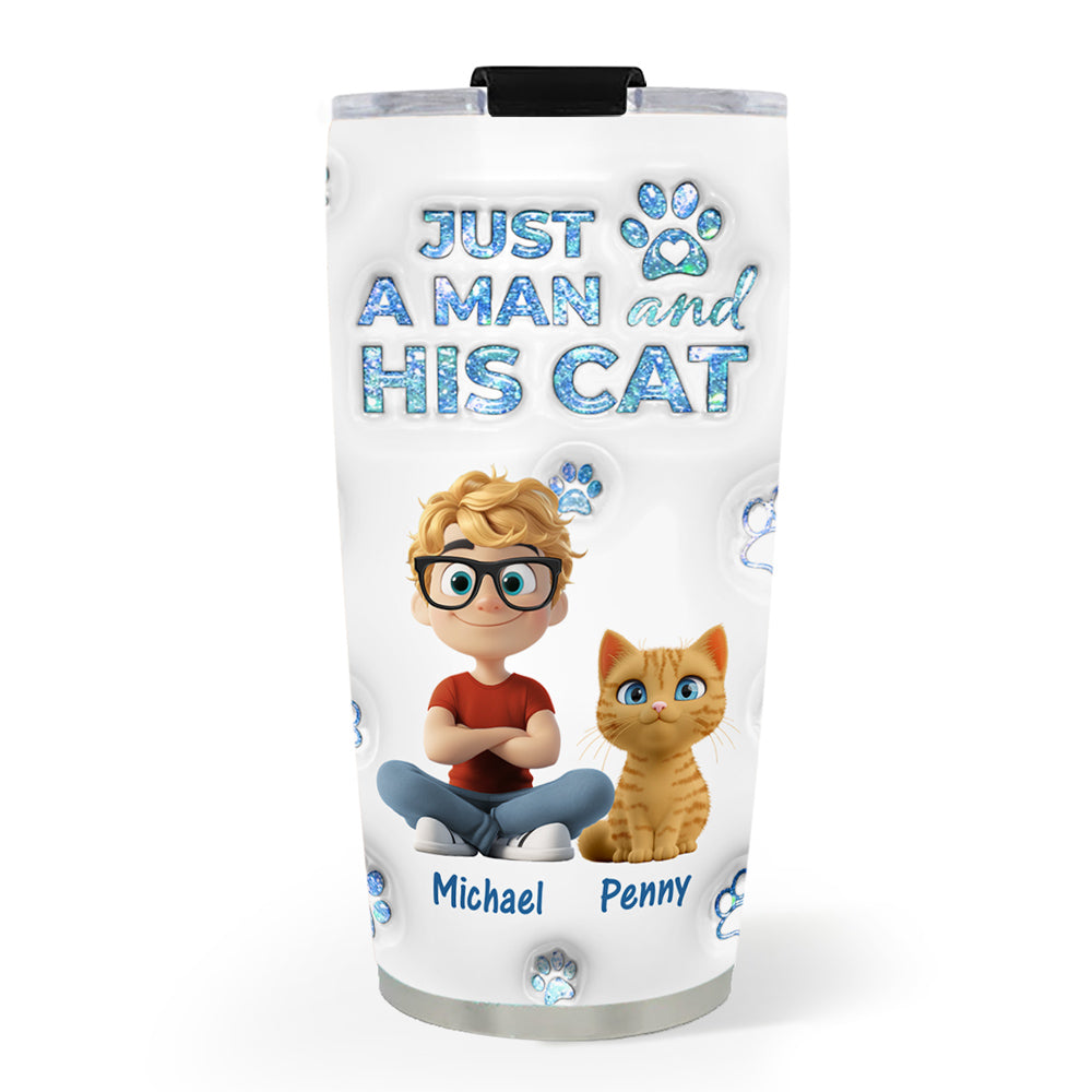 Custom Christmas Birthday Gifts For Cat Dad, Cat Lovers • You Are The Miracle Cat Dad Ver - Personalized 3D Inflated Effect Tumbler