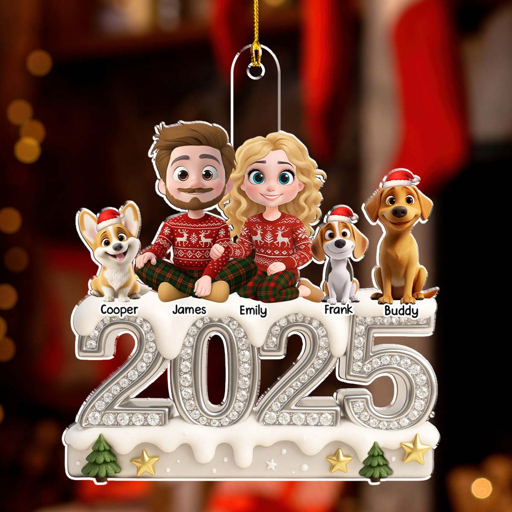Custom Christmas Decor Home Birthday Gifts For Dog Lovers • Family Love Never Fades Away - Personalized 3D Effect Acrylic Ornament