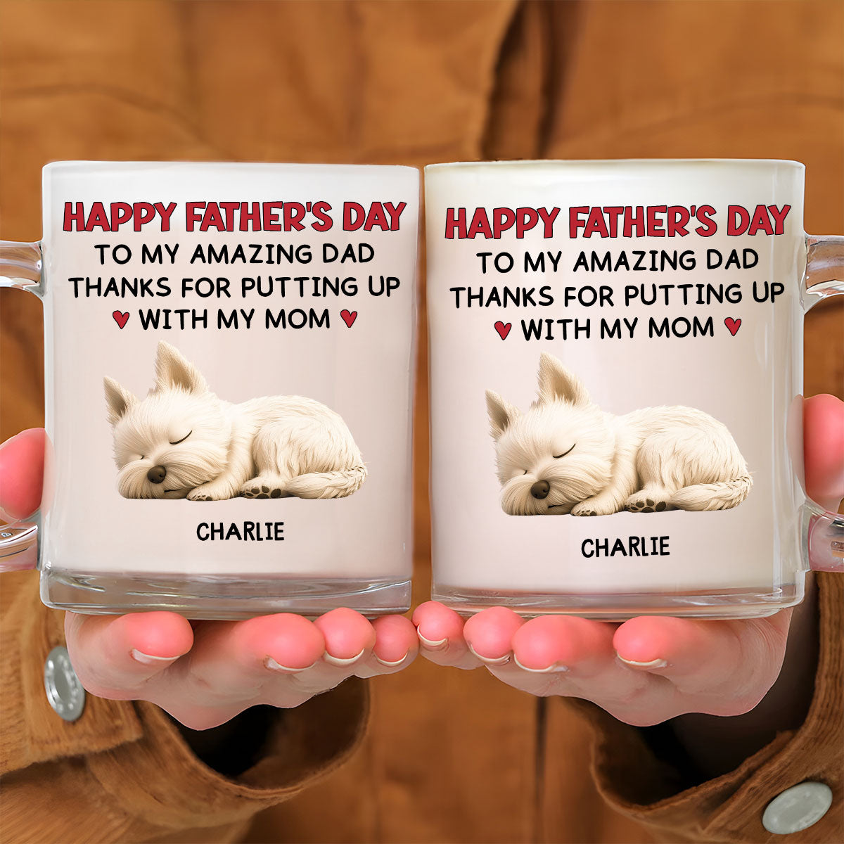 Custom Father's day Birthday Gifts For Dog Dad, Dog Lovers • Putting Up With - Personalized Glass Mug