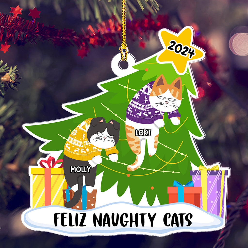 Custom Christmas Decor Home Birthday Gifts For Cat Lovers • Dear Santa, Define Naughty - Personalized Acrylic Ornament