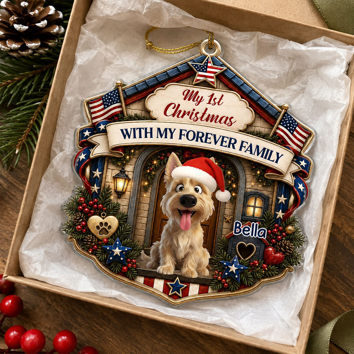 Custom Christmas Decor Home Birthday Gifts For Dog Mom, Dog Lovers • Merry Woofmas - Personalized Acrylic Ornament