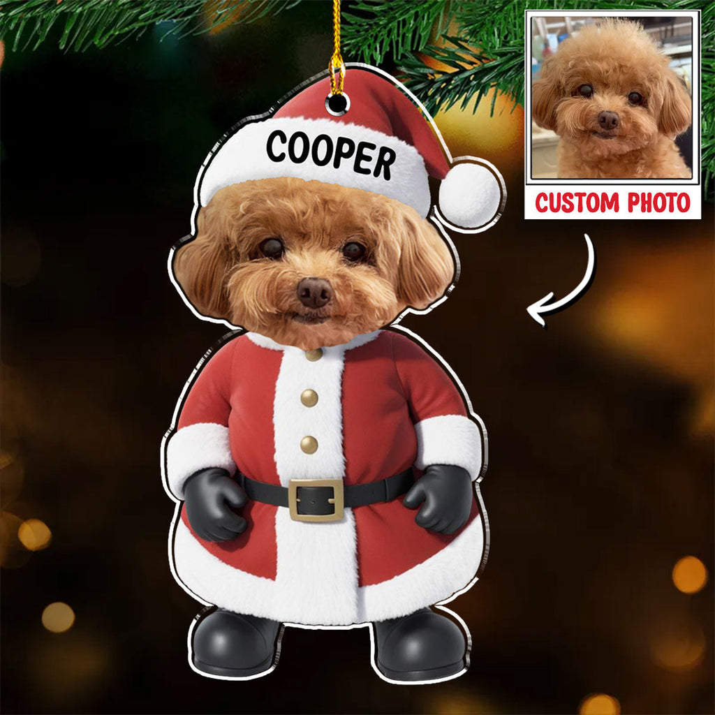 Cute Santa Dog - Personalized Acrylic Ornament