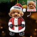 Cute Santa Dog - Personalized Acrylic Ornament