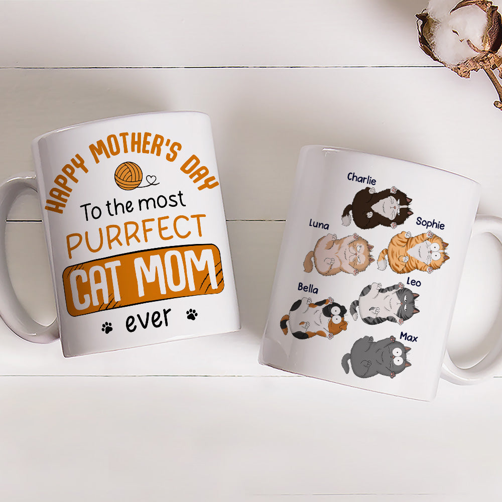 Custom Christmas Birthday Gifts For Cat Lovers • Purrfect Cat Mom - Personalized Coffee Mug