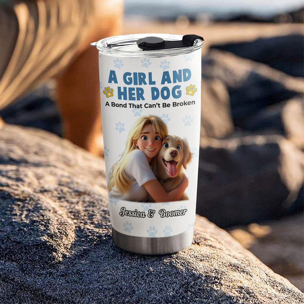 Custom Mother's day Birthday Gifts For Pet Mom, Pet Lovers • Girl And Her Pups - Personalized Tumbler