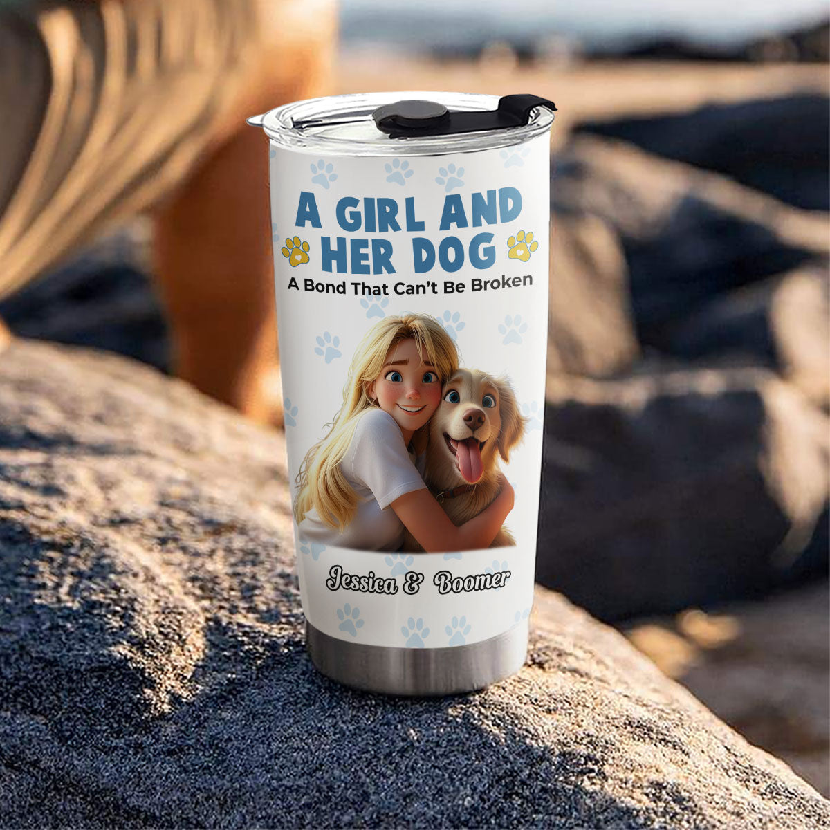 Custom Mother's day Birthday Gifts For Pet Mom, Pet Lovers • Girl And Her Pups - Personalized Tumbler