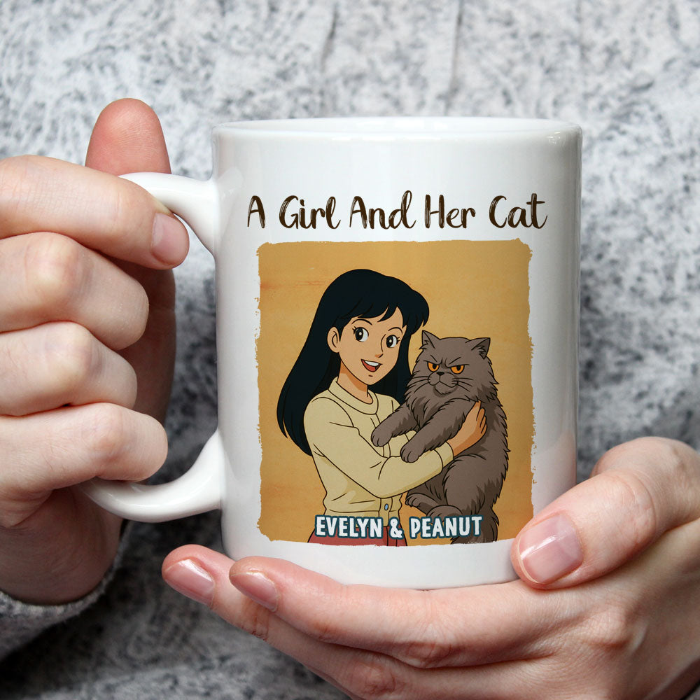 Custom Photo Christmas Birthday Gifts For Dog Mom, Dog Lovers • A Girl And Her Dog Vintage - Personalized Coffee Mug