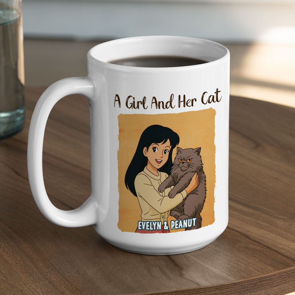 Custom Photo Christmas Birthday Gifts For Dog Mom, Dog Lovers • A Girl And Her Dog Vintage - Personalized Coffee Mug