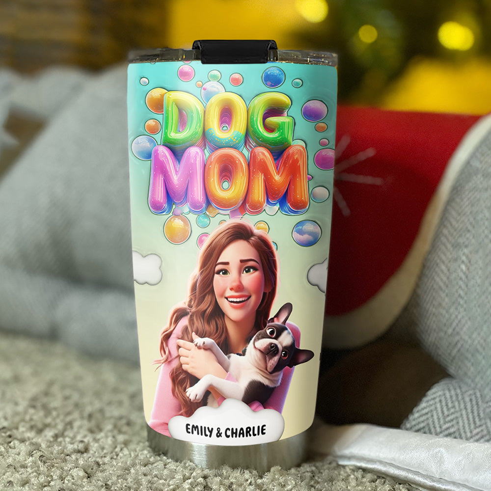 Custom Christmas Birthday Gifts For Pet Lovers • Puppy Love Moments - Personalized 3D Inflated Effect Tumbler