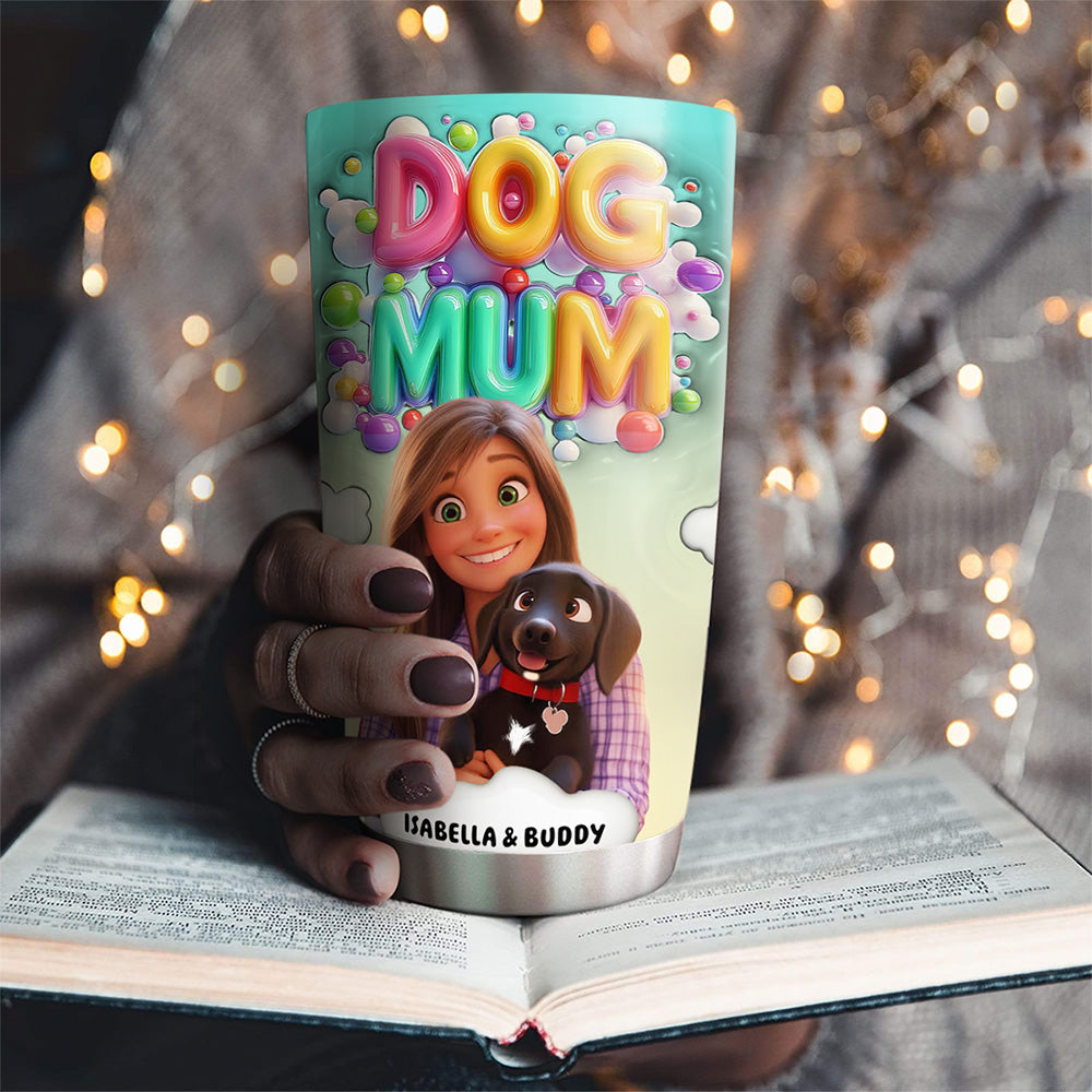 Custom Christmas Birthday Gifts For Pet Lovers • Puppy Love Moments - Personalized 3D Inflated Effect Tumbler